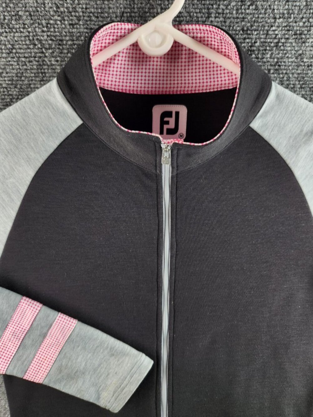 Footjoy Medium Black Gray Pink Long Sleeve Full Zip Jacket Golf Activewear Women